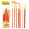 10-Piece Pearlescent Blue Oil Paint Brush Set with Nylon Bristles for Gouache & Watercolor