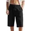 Herren Leinen Shorts Elastischer Bund Schnelltrocknende Shorts Herren Einfarbige Atmungsaktive Wadenlange Hose Mann Leichte Tägliche Strandshorts Sommerhosen