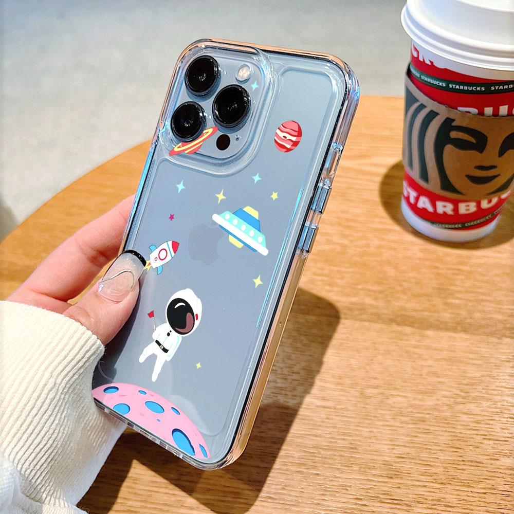 Cute Astronaut Space Scene Transparent Soft TPU Phone Case for Xiaomi Redmi Note 15 14 13 12 11 10 9 Pro Plus 4G 5G Soft Cover