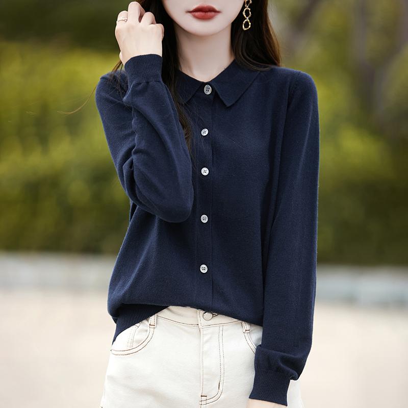 Dámský kašmírový kardigan Qinghe kašmír 50% vlna 50% hedvábí Dámský podzimní a zimní kašmírový kardigan měkký a hřejivý