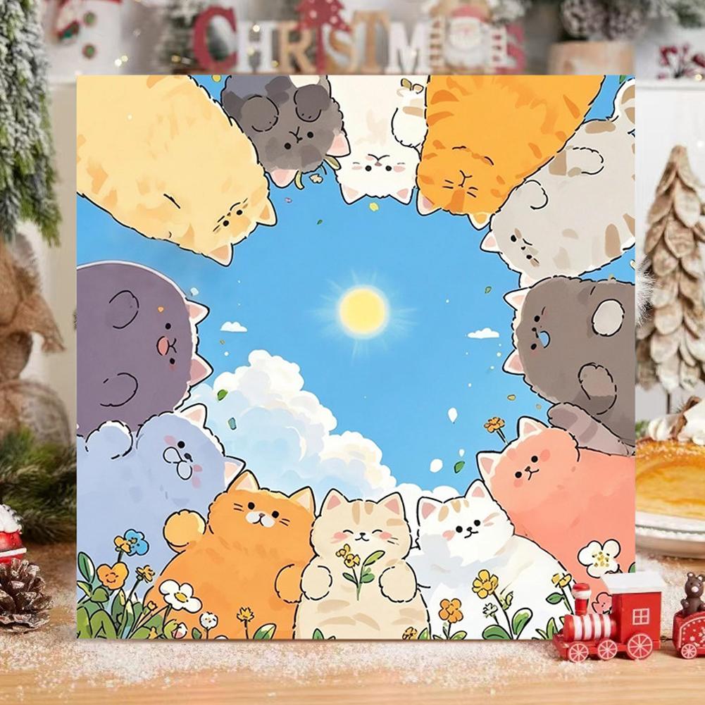 Simple Cat Paint by Numbers Kit,Paint by Number Kits on Canvas for Kids Beginners,Digital Oil Painting Kits for Home Wall Decor