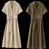 Fashion Style 2024 Summer New Arrival Women's Linen Blended Midi Skirt Shirt Style Dress 8372101 533
