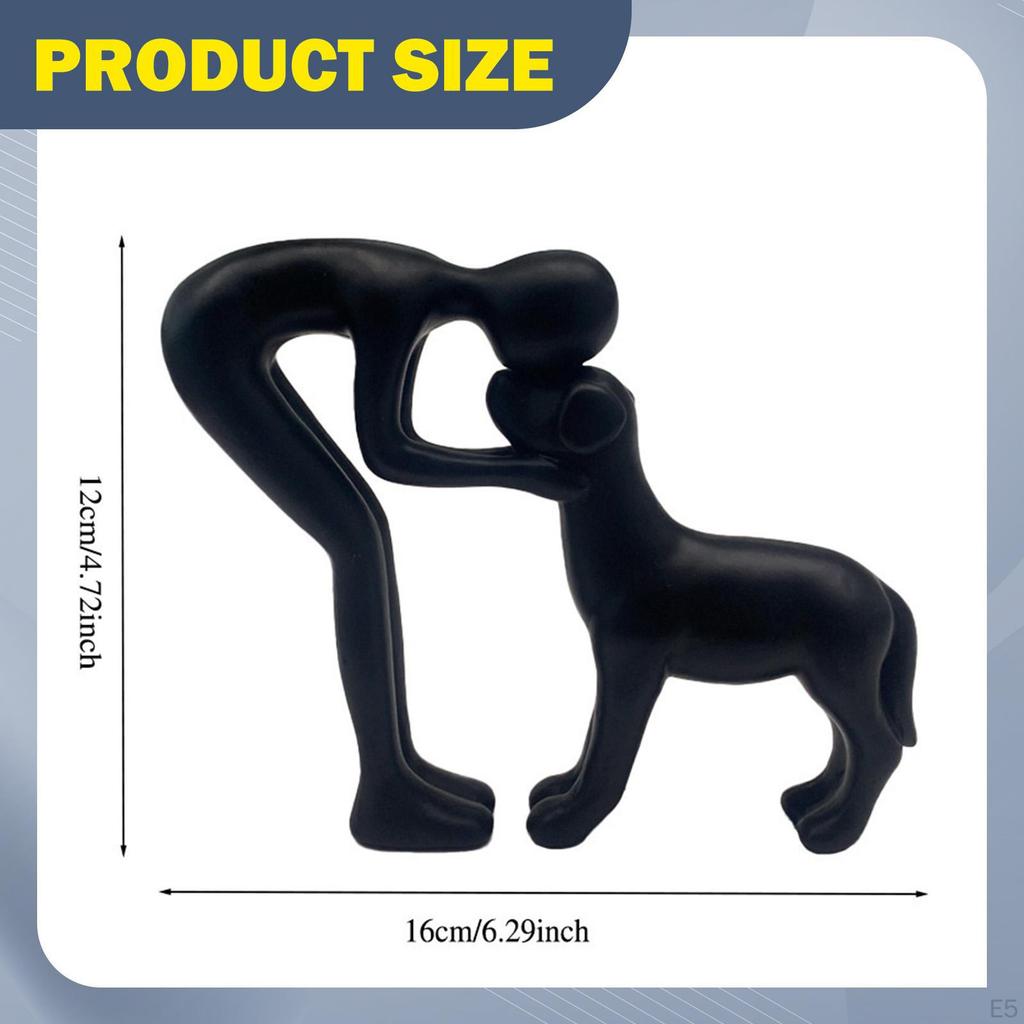 Human And Dog Figure, Resin Sculpture, Unique Gift for , Ornament, Statue Office, Party,