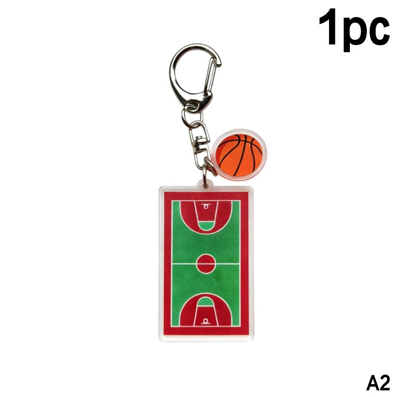 Acrylic Baseball Field Football Field Keychain Basketball Court Keyring Bag Pendant Double-Sided Key Chains Souvenir Gift