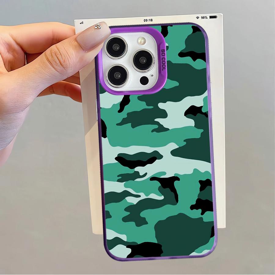 Case for iPhone 11 12 13 Pro Max 14 15 16 Plus 16e Soft Cover Camouflage Pattern
