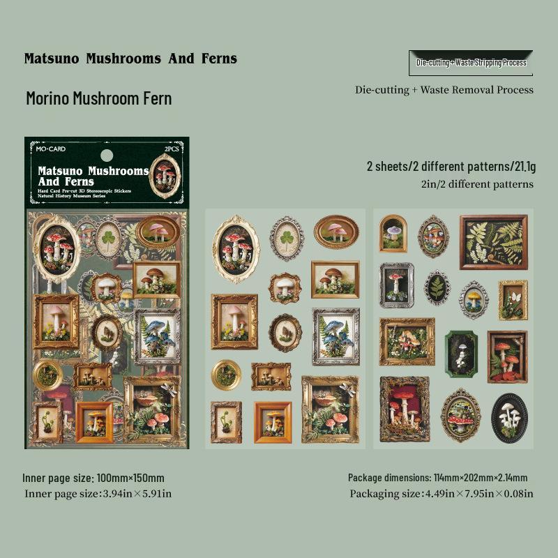 Momo 3D Die-cut Stickers: Natural History Museum Retro Series - 2 Sheets, 4 Styles