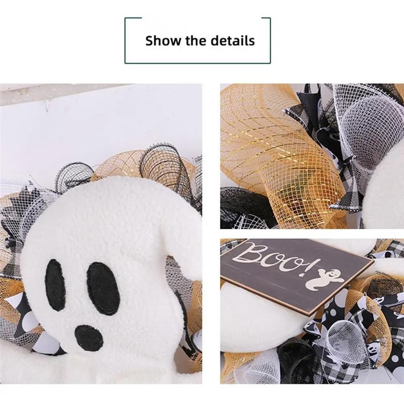 Halloween Kränze für die Haustür Boo Geist Schild Halloween Türhänger Halloween Dekorationen Boo Halloween Kranz