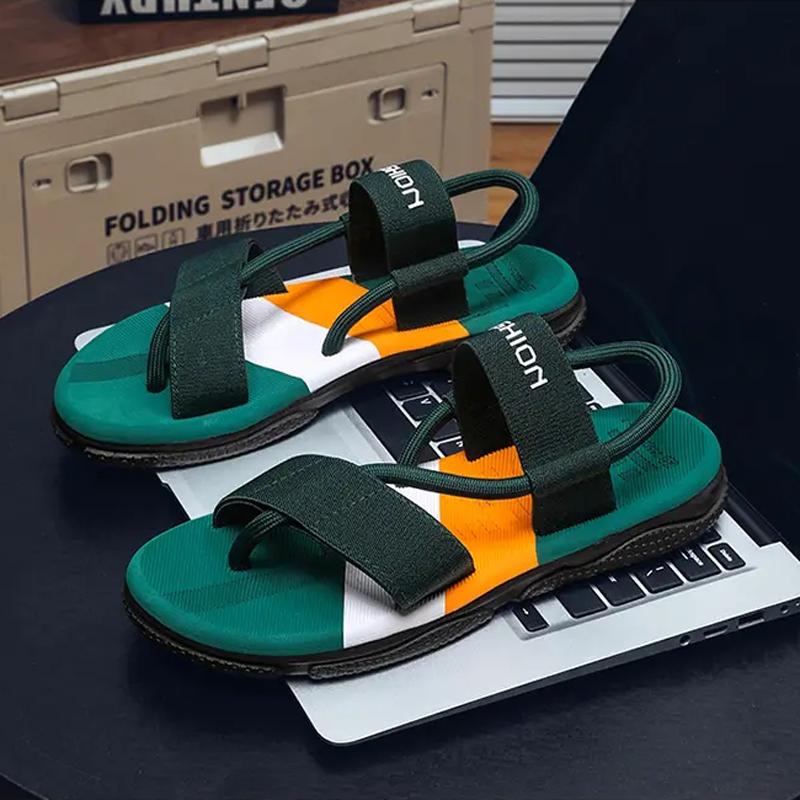 Men's Mixed Color Clip Foot Sandals Fashion Casual Sports Comfortable Sandals Soft Breathable Cool Anti Skid Outdoor Footwear