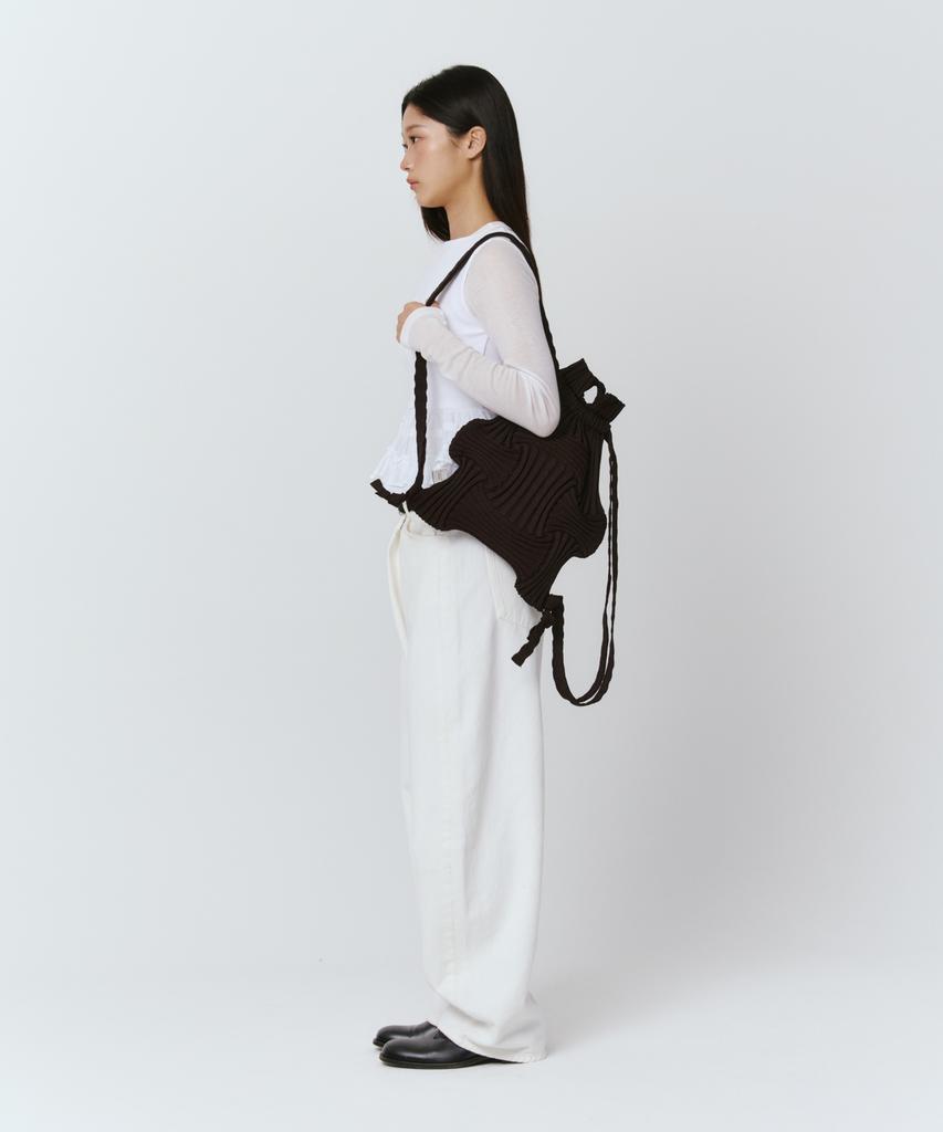 Pleatsmama New Bow Backpack Deep Brown