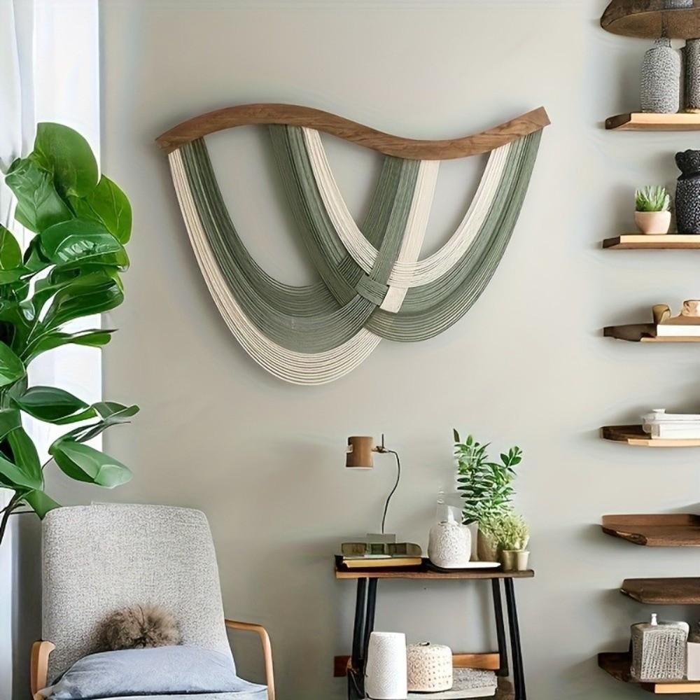 Crafts Wooden Bohemian Wall Decor Retro Yarn Woven Wall Art Tassel Tapestry Aesthetic Wall Hanging Pendant Dorm Room