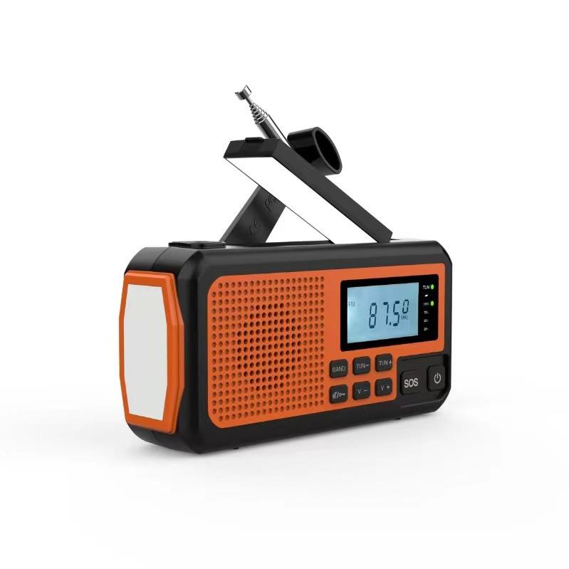 Multifunctional Solar Hand-Cranked Emergency Radio with Flashlight and Power Bank