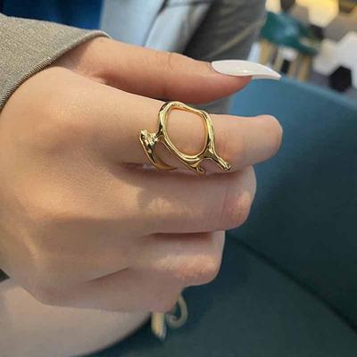17KM Gold Silver Color Irregular Ring Fashion Hollow Adjustable Rings For Women Man Minimalism New Trend Vintage Party Jewelry
