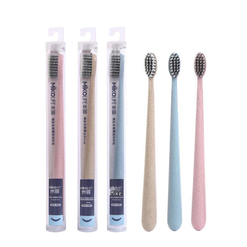 Genuine Muke M1710 Straw Fiber Soft Spiral Bristle Toothbrush, Adult Soft Bristle, Single Pack