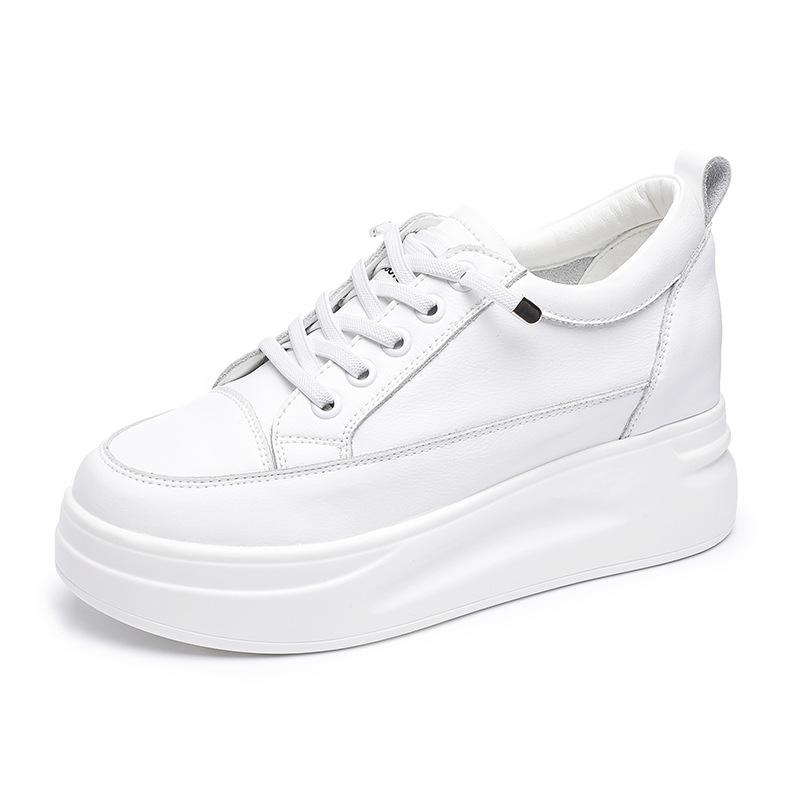 Women Casual Shoes Genuine Leather White Shoes Women Thick Sole Sneakers Mesh Women's White Sneakers Increased Platform Shoes