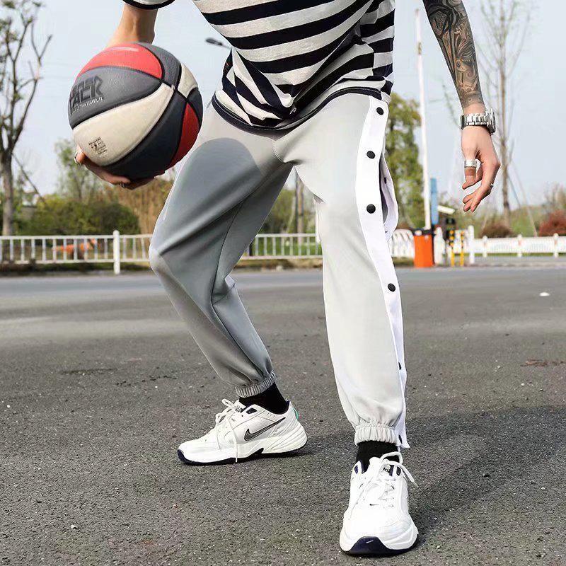 Herren High Street Basketballhose mit Knöpfen - Leichte, 9-Punkt-Freizeitleggings für Sport im Frühling und Herbst