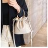 PETITCHOU Shoulder Bag, Pouch, Handbag, 2-Way, Pleated, Drawstring, Handle, Crossbody, Compact, Small, Lightweight, Minimalist, Travel, Korean, PU