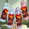 1PC Burning Fire Truck Art 750ml Color Plastic Sports Water Bottle Leakproof Flip Straw Lid Suitable for Sports Office Home Use