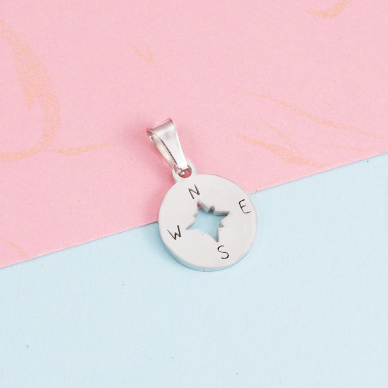 

Модный круглый кулон-компас из нержавеющей стали с застежкой-лобстером