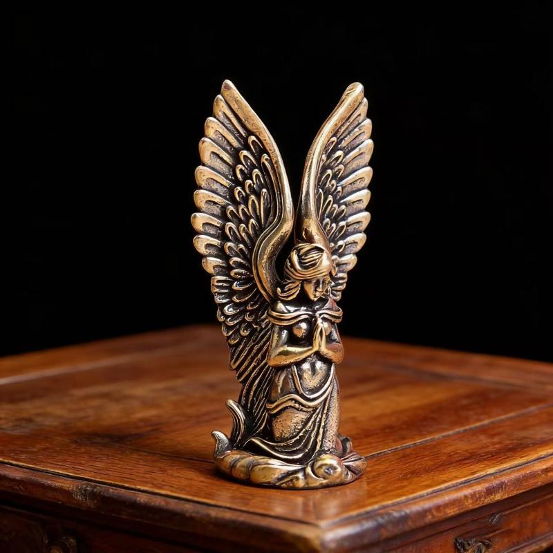 1pc Goddess Angel Figure Home Decor Guardian Angel Statue Decoration Retro Home Decor Desktop Tea Pet Craftwork Bronze Ornament