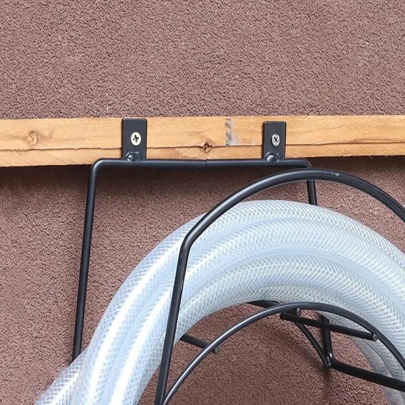 Rusts Resistant Wall Mount Garden Hoses Reel Holder Metal Construction For Outdoor Water Pipe Storage And Organization