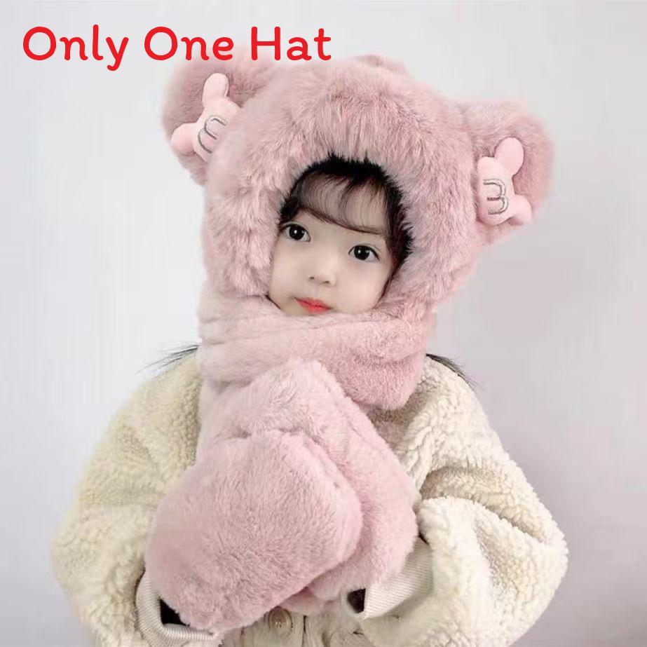 Bear Hat Kids Winter Plush Hat Scarf Set With Windproof Ear Protection For Warmth And Style
