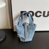 Large Capacity Tote Bag Phone Pockets Canvas Lunch Bag Personalize Denim Bucket Bag  Outdoor