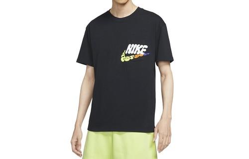 Nike Sportswear Logo Print Round Neck Short Sleeve T-Shirt S чёрный