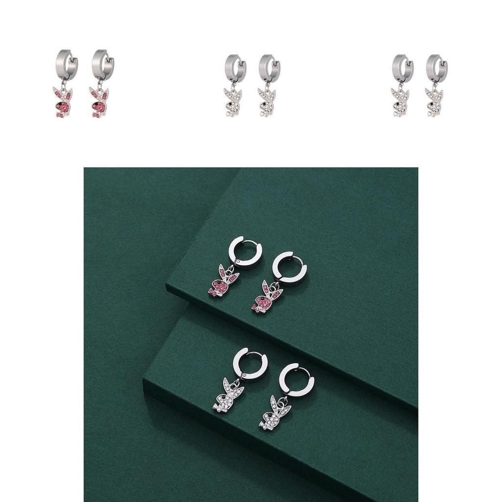 Elegant Alloy Bunny Ear Stud Earrings Womens Simple Fashion Street Style