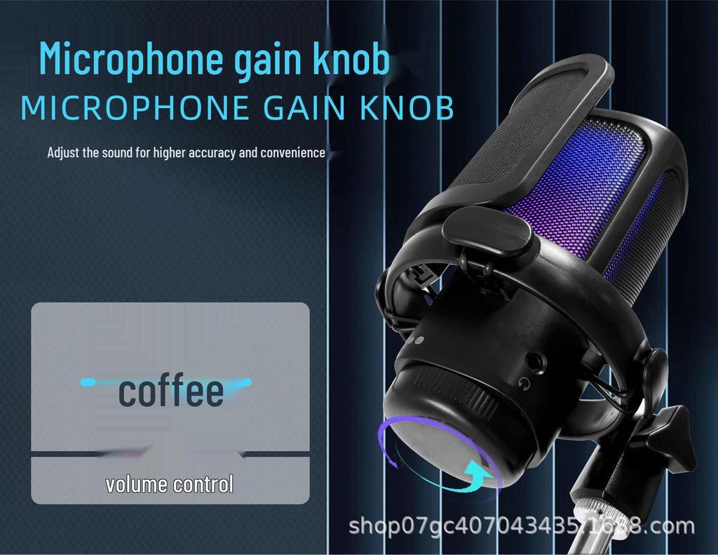 RGB USB Gaming Microphone with Pop Filter for Esports and Live Streaming