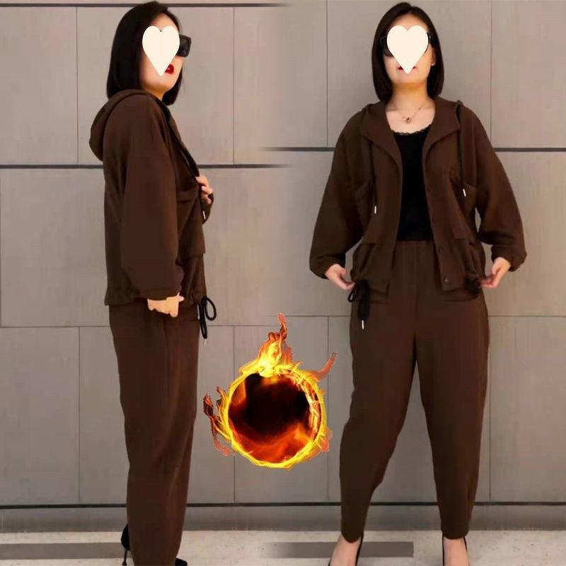 Thick Velvet Mother's Wear Fashionable Harem Suit Women's Autumn and Winter Loose Casual Two-piece Set