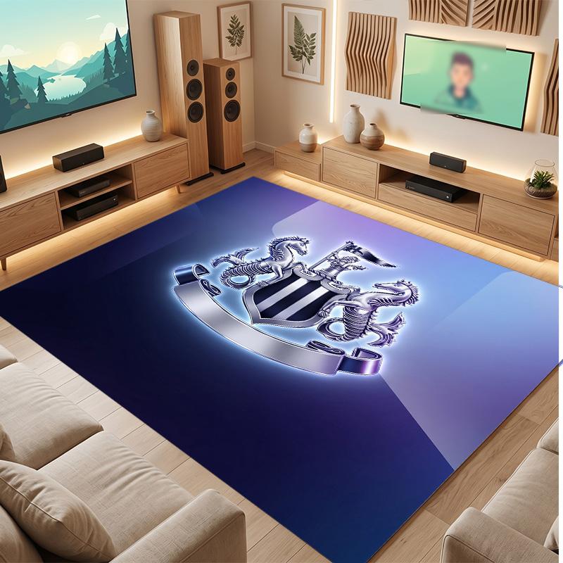 Tappeto in Velluto di Cristallo con Stampa di Calcio del Newcastle United, Comodo Assorbente d'Acqua Antiscivolo Tappeto per Pavimento Interno