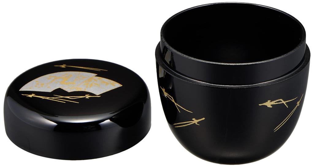 Nakatani Brothers Company Yamanaka Lacquerware Natsume Black Teapot 2.2" Fan-Shaped 33-4803