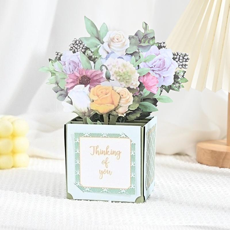 1pc 3D Pop-Up Birthday Greeting Card Family Friends Birthday Cards Floral and Butterfly Design for Any Recipient Party Supplies