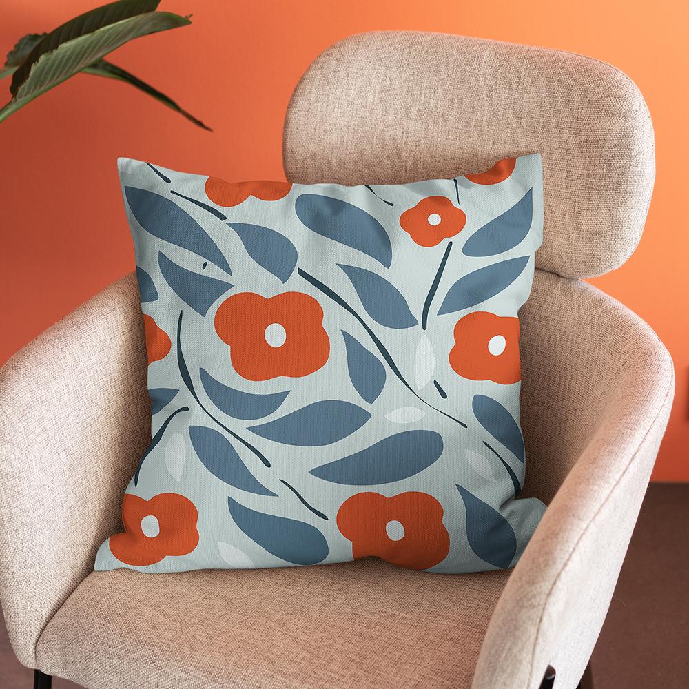 Nordic Abstract Art Flower Print Pillowcase Short Plush Pastoral Simple Home Sofa Cushion Car Cushion