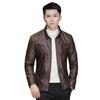 Men's leather jacket jacket autumn and winter trend handsome new casual stand-up collar leather jacket men's slim trendy brand