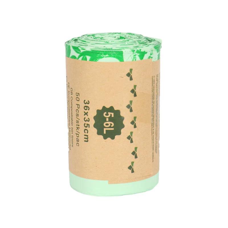 

50 шт. 6/8/10 л мусорные мешки биоразлагаемые мусорные мешки бытовые компостируемые мусорные мешки для кухни