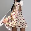 Spring 2026 European American Women's Fashion: Printed Long Sleeve Pleated Mini Skirt Backless Dress