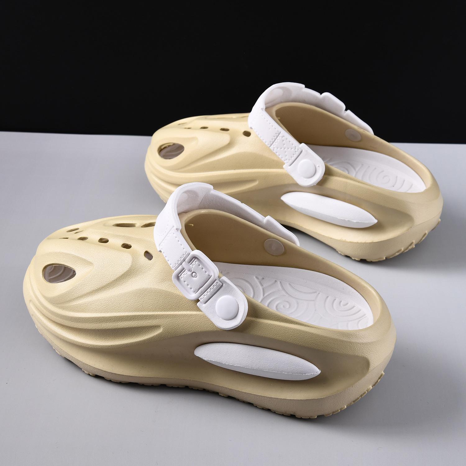 

Hole shoes men s summer wear non-slip bag head half drag thick-soled breathable beach slippers casual wear-resistant and non-smelly feet 44-45 хакі