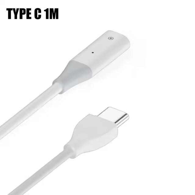 Stylus Charger Wire USB A/Type-C Charging Line Male To Female Extension with Indicator Light for Apple Pencil Generation 1