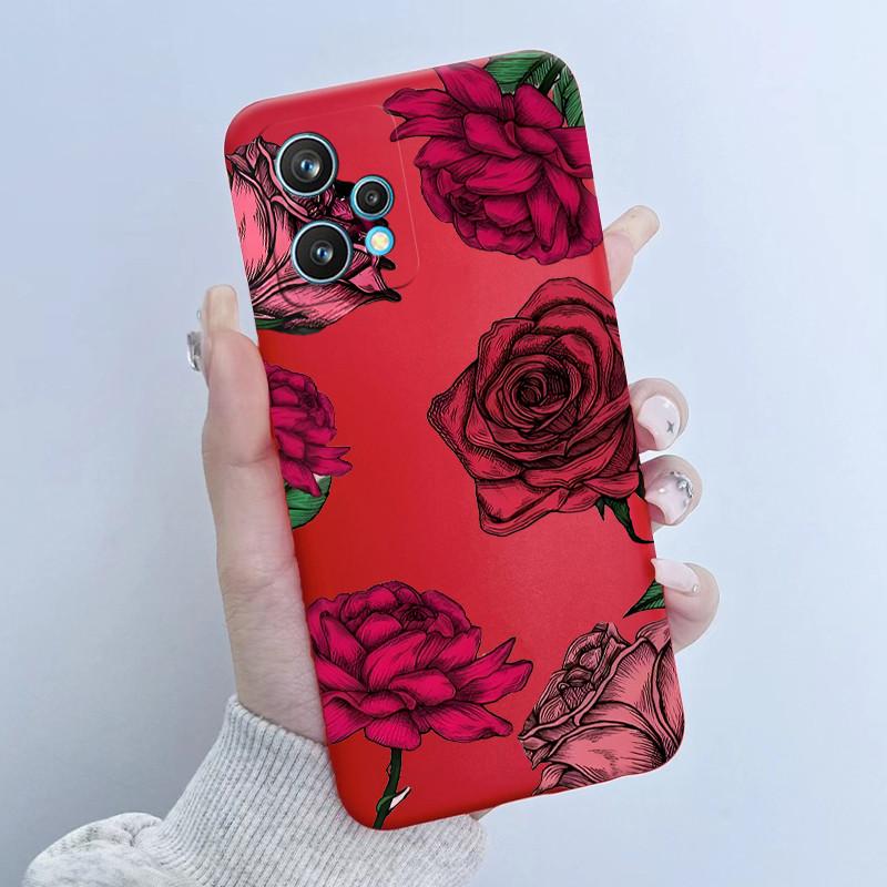 For Realme 9 Pro Plus Phone Case RMX3392 RMX3393 Flower Girl Design Soft Silicone TPU Back Housing For Realme9 4G RMX3521 Covers