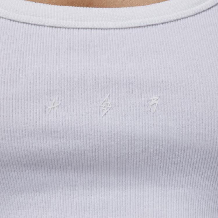 Jordan Solid U-Neck Slim Fit Sleeveless Tank Top Women Tops White FJ6148-100