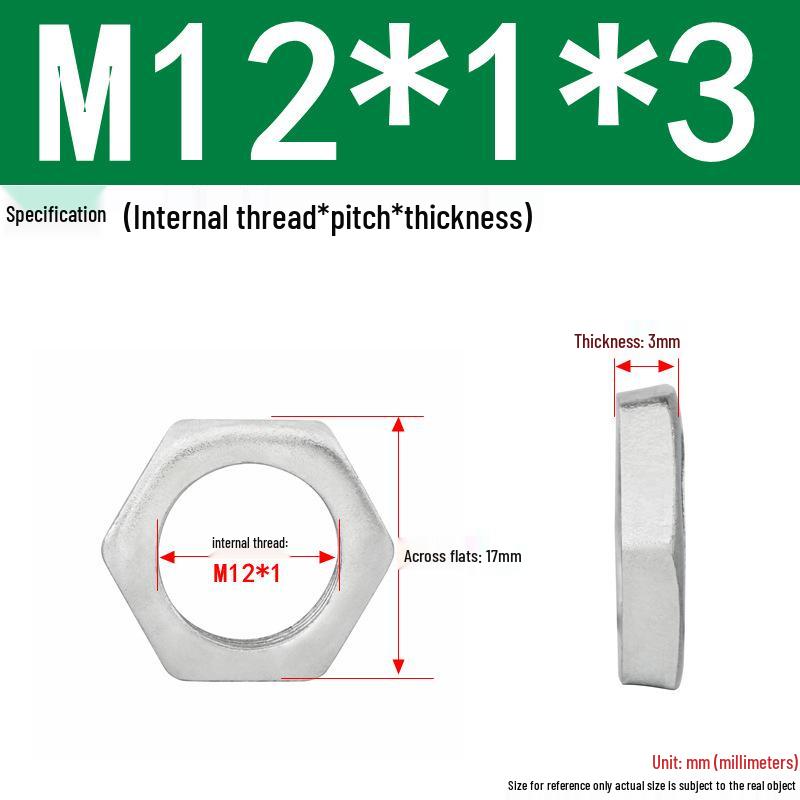 GB808 White Zinc Hex Thin Nut, Fine Thread, Lamp-Type, M6-M30