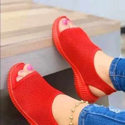 Women Shoes Summer  Mesh Fish Platform Sandals Women's Closed Toe Wedge Shoes Ladies Light Casual Sandals Zapatillas Muje