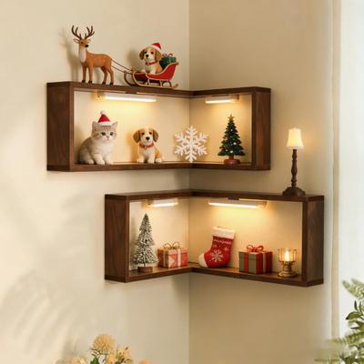 Sarok fali polcok Fa sarok lebegő tároló polcok Falra szerelhető bemutató állvány Könyvek Növények Fotók Figurák Gyűjtemények számára