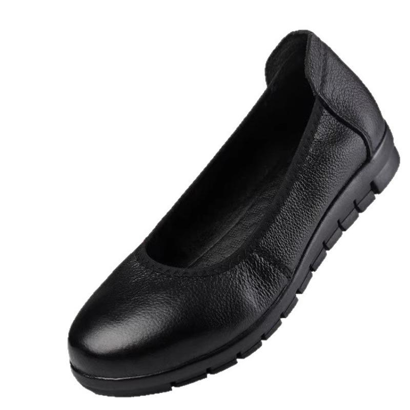 Non-slip work shoes women's hotel autumn flat-bottomed comfortable soft-soled tooling shoes work leather shoes interview flight attendant shoes