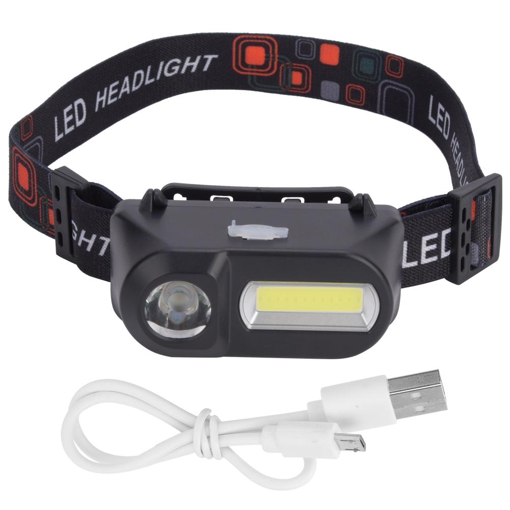 Outdoor Multi Function USB Charging Head Lamp Head Mounted Flashlight for Camping Fishing Cycling