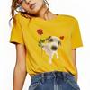 RoUnisextic Puppy Rose Print Short Sleeved Round Neck Womens Tshirt for Spring and Summer Versatile Fashion Womens Tshirt