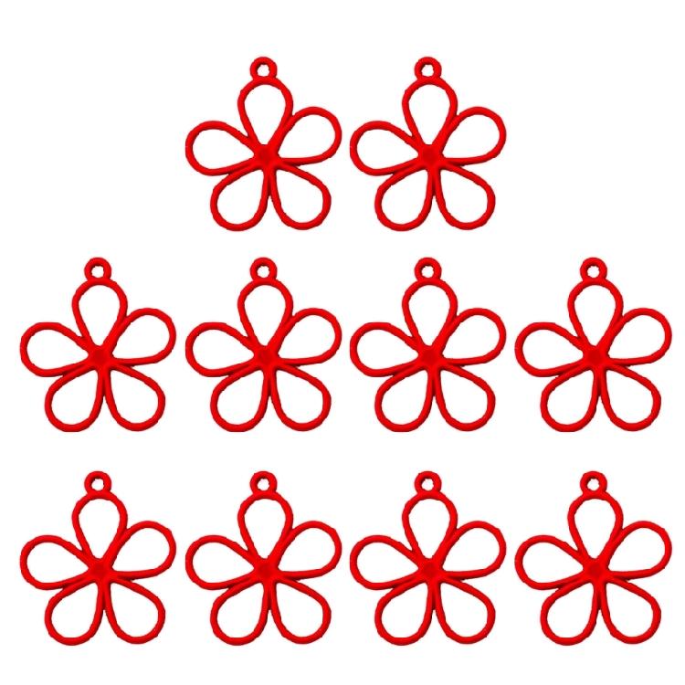 10x Flower Charm Unique Dangle for DIY Jewelry Making Cute Flower Dangle Pendant 1 красный