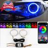 US 80mm 210 Modes Multi-Color 5050 RGB Flash SMD Led Angel Eyes Halo Rings+APP
