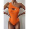 Sexy Black Ribbed One Shoulder Monokini Women Swimwear One Piece Swimsuit Female Bather Bathing Suit Swim Lady